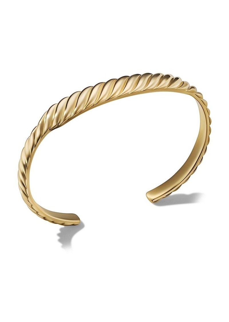David Yurman Sculpted Cable Contour Cuff Bracelet In 18K Yellow Gold/9MM