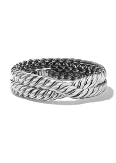 David Yurman Sculpted Cable Double Wrap Bracelet In Sterling Silver