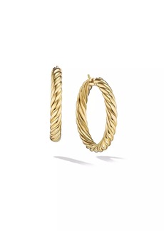 David Yurman Sculpted Cable Hoop Earrings In 18K Yellow Gold