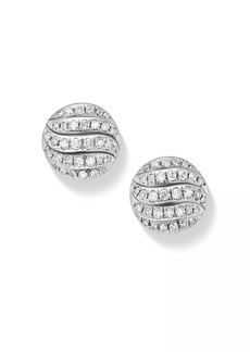 David Yurman Sculpted Cable Stud Earrings In Sterling Silver With Diamonds
