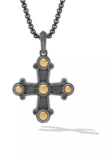David Yurman Shipwreck Cross Amulet in Sterling Silver with 18K Yellow Gold, 44MM