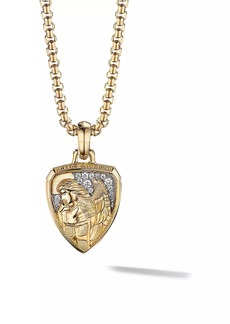 David Yurman St. Michael Amulet in 18K Yellow Gold with Diamonds, 27.5MM