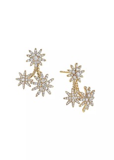 David Yurman Starburst Cluster Drop Earrings in 18K Yellow Gold with Diamonds, 23.7MM