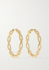 David Yurman Stax Chain Link 18-karat Gold Diamond Hoop Earrings