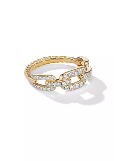 David Yurman Stax Chain Link Ring in 18K Yellow Gold with Pavé Diamonds