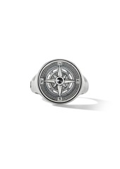 David Yurman Sterling Silver & Black Diamond Maritime Compass Signet Ring