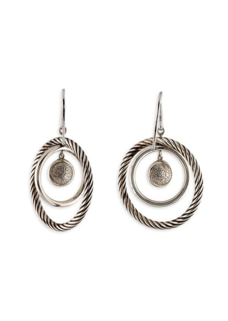 David Yurman ​Sterling Silver, 18K Yellow Gold & 0.22 TCW Diamond Mobile Circle Drop Earrings