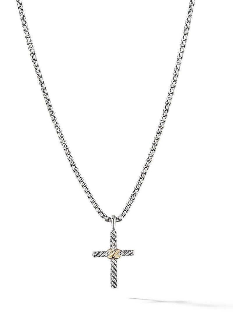 David Yurman 14kt yellow gold and sterling silver Petite X Cross necklace