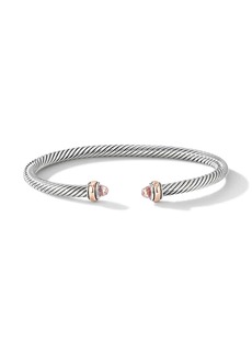David Yurman 18kt rose gold and sterling silver Cable Classics morganite bracelet