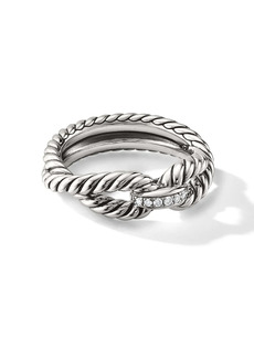 David Yurman sterling silver Cable Loop diamond band ring