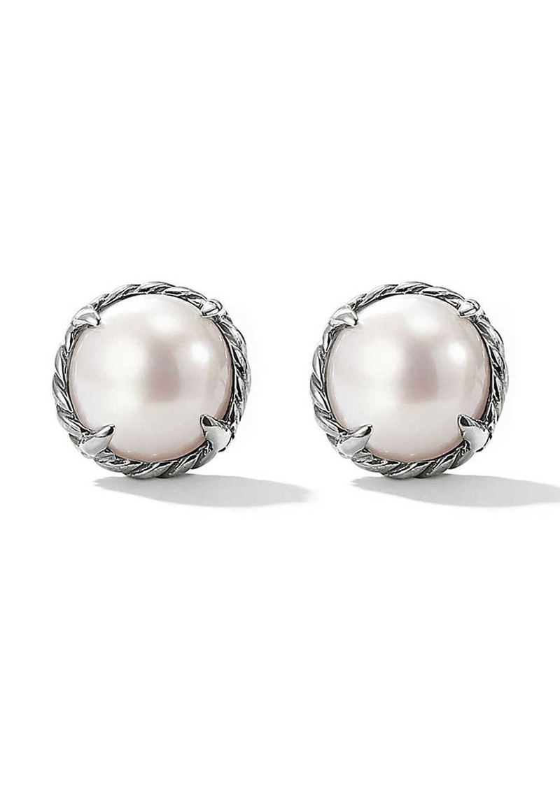 David Yurman sterling silver Petite Chatelaine pearl stud earrings