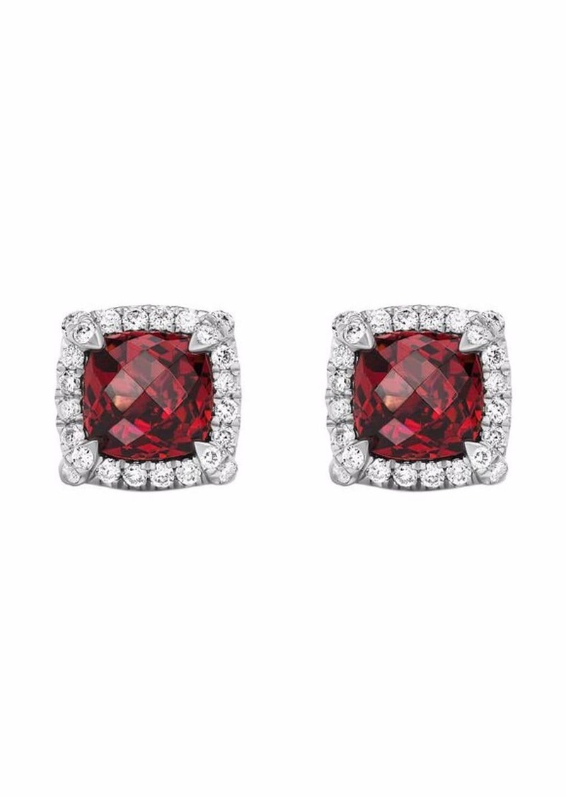 David Yurman sterling silver Petite Chatelaine rhodolite garnet and diamond stud earrings