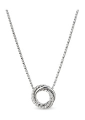 David Yurman sterling silver Crossover diamond necklace