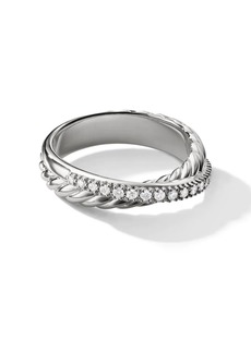 David Yurman sterling silver Crossover diamond ring