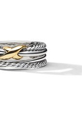 David Yurman 18kt yellow gold and sterling silver X Crossover band ring