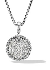 David Yurman sterling silver DY Elements Disc pavé diamond pendant