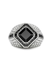 David Yurman sterling silver Empire diamond signet ring