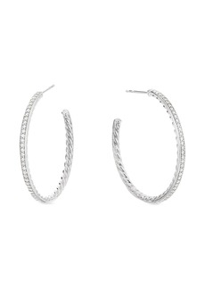 David Yurman sterling silver pavé diamond hoop earrings