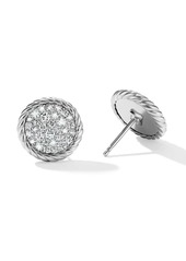 David Yurman sterling silver DY Elements Button diamond stud earrings