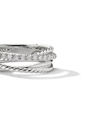 David Yurman sterling silver Crossover diamond band ring