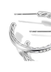 David Yurman sterling silver pavé diamond hoop earrings