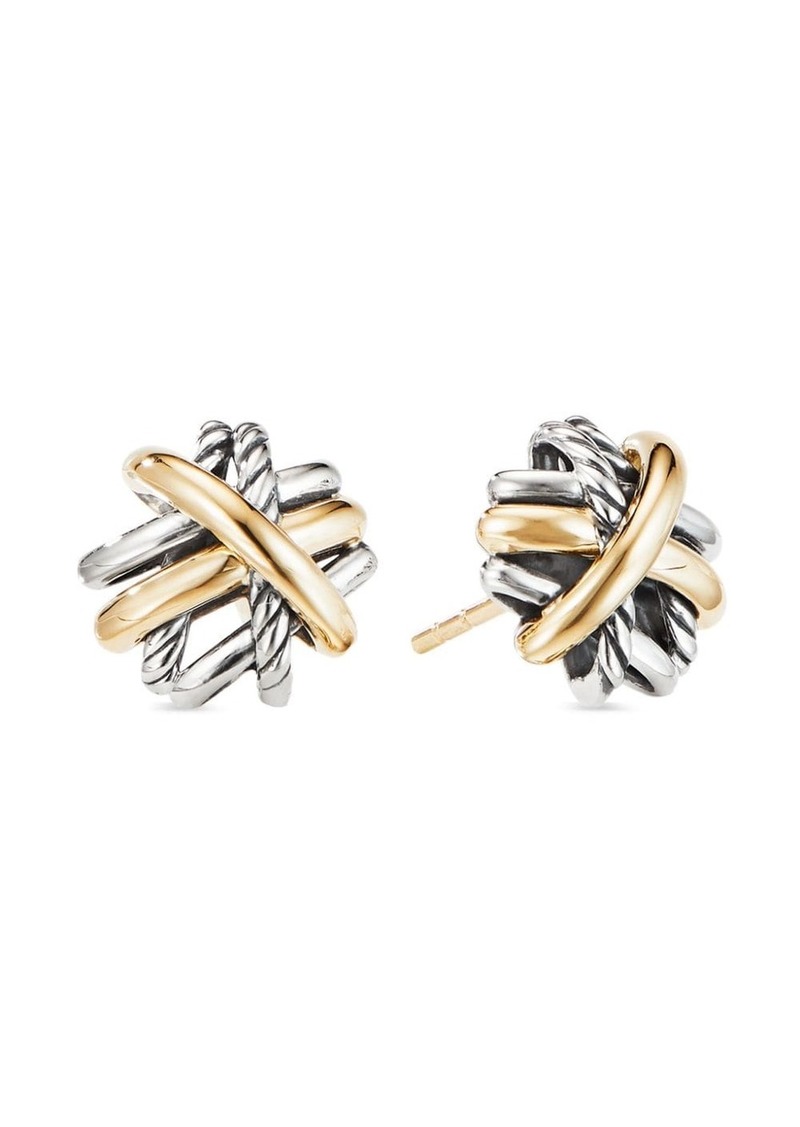 David Yurman 18kt yellow gold and sterling silver Crossover stud earrings