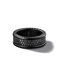 David Yurman Streamline® Three Row Band Ring in Black Titanium with Pavé Black Diamonds