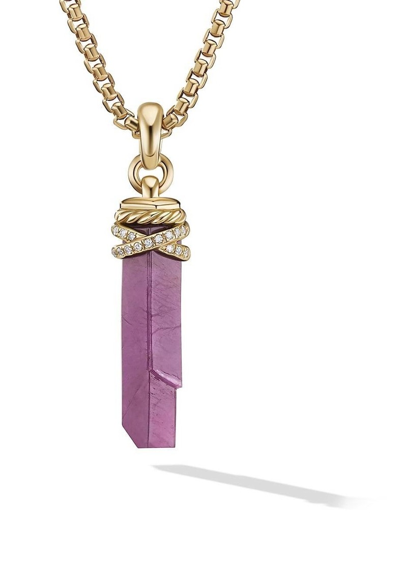 David Yurman Wrapped Gemstone Amulet With 18K Yellow Gold & Pavé Diamonds