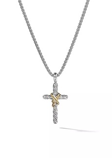 David Yurman X Cross Necklace with 14K Yellow Gold