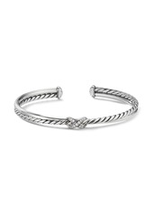 David Yurman sterling silver Petite X Center Station diamond bracelet