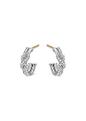 David Yurman sterling silver Petite X diamond hoop earrings