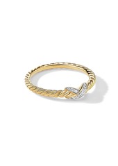 David Yurman X Petite 18K Gold & Pavé Diamond Ring