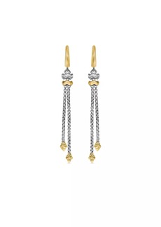 David Yurman Zig Zag Stax™ Chain Drop Earrings in Sterling Silver with 18K Yellow Gold and Diamonds 66MM