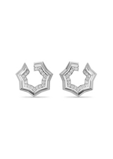 David Yurman Zig Zag Stax™ Two Row Hoop Earrings in Sterling Silver with Diamonds, 27mm