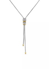 David Yurman Zig Zag Stax™ Y Necklace in Sterling Silver with 18K Yellow Gold and Diamonds