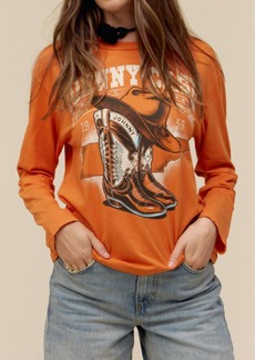 DAYDREAMER Johnny Cash Boots And Hat Crew Top In Tangerine