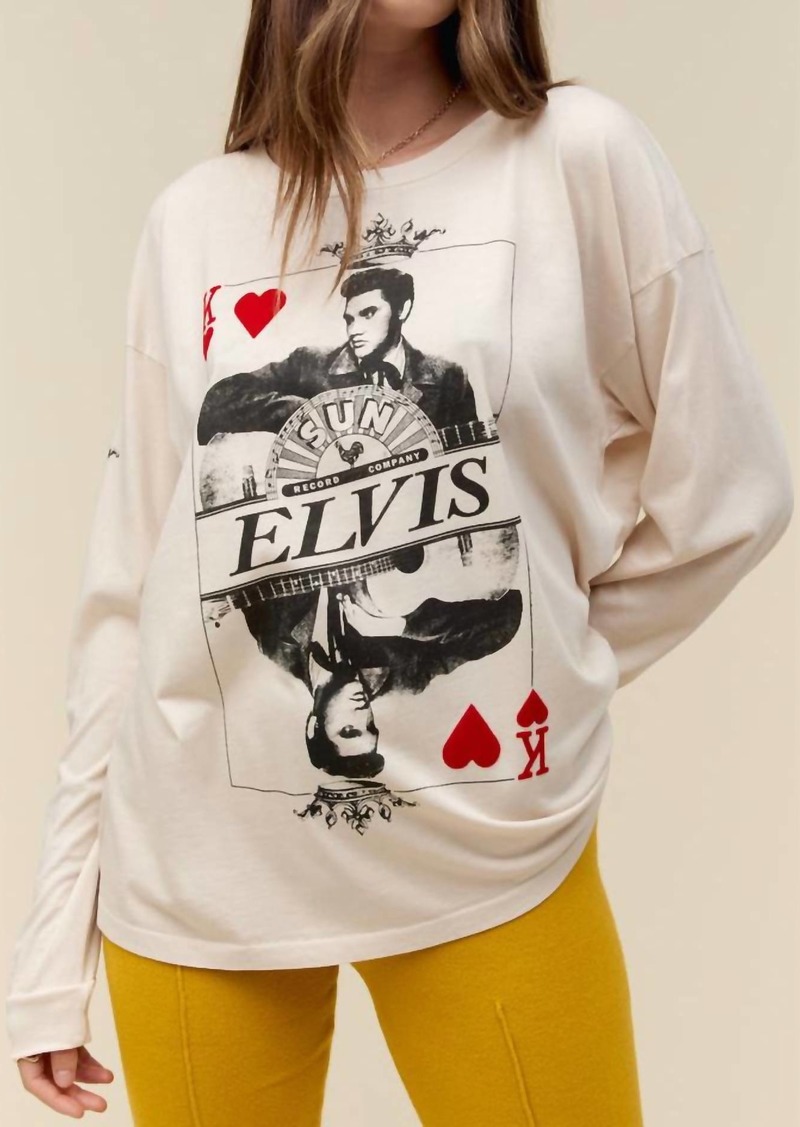 DAYDREAMER Sun Records X Elvis King Of Hearts Long Sleeve Merch In Dirty White