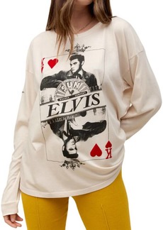 DAYDREAMER Sun Records X Elvis King Of Hearts Long Sleeve Tee In Dirty White