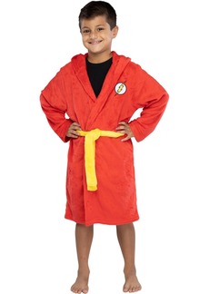Dc Comics Boys Justice League Superheroes Kids Fleece Hooded Costume Robe with Cape - Red