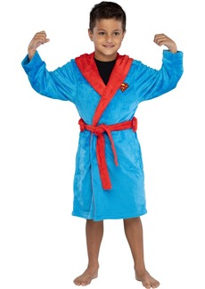 Dc Comics Boys Justice League Superheroes Kids Fleece Hooded Costume Robe with Cape - Blue
