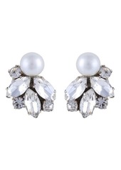 Deepa Gurnani Alessa Imitation Pearl & Crystal Earrings in Silver at Nordstrom