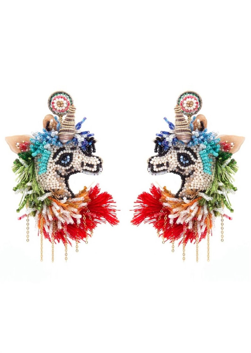 Deepa Gurnani Unicorn Earrings In Multi