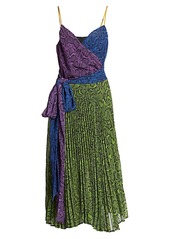 Delfi Collective Evan Colorblocked Leopard-Print Chiffon Dress