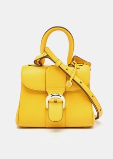 Delvaux Mustard Leather Mini Le Brillant Top Handle Bag