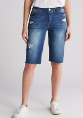 Democracy 'Ab'Solution Distressed High Waist Bermuda Shorts in Blue Vintage at Nordstrom Rack