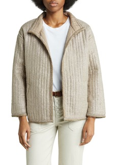 Democracy Metallic Quilted Open Front Jacket in Gold Taupe at Nordstrom Rack