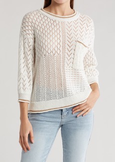 Democracy Pointelle Tipped Sweater in Off White/Vintage Walnut at Nordstrom Rack