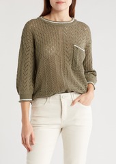 Democracy Pointelle Tipped Sweater in Off White/Vintage Walnut at Nordstrom Rack