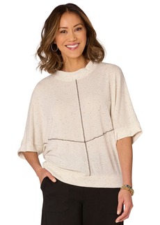 Democracy Women's Dolman Sleeve Knit Top - Heather Off White Multi