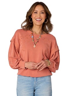 Democracy Women's Mineral Washed Embroidered Sweatshirt - Toasted Pumpkin